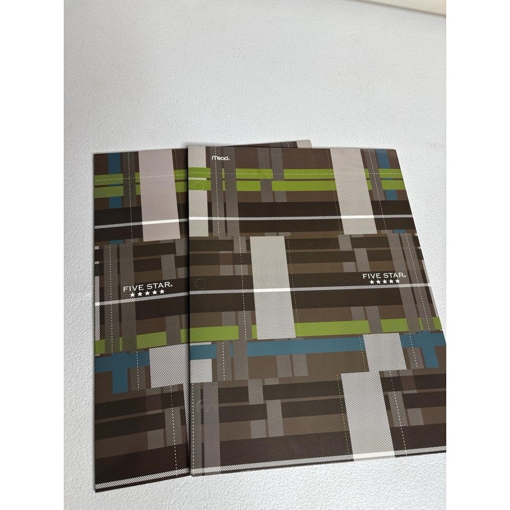 Vtg Mead Five Star Pocket Paper Folder Lot Of 2 Plaid School 80s Trapper Keeper